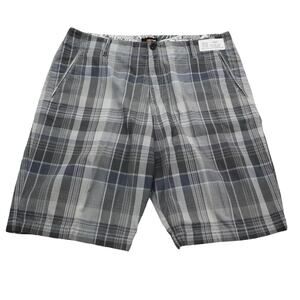 Amplify Shorts Mens 38 Gray Plaid Cotton Blend Summer Casual Chino Bottom Wear